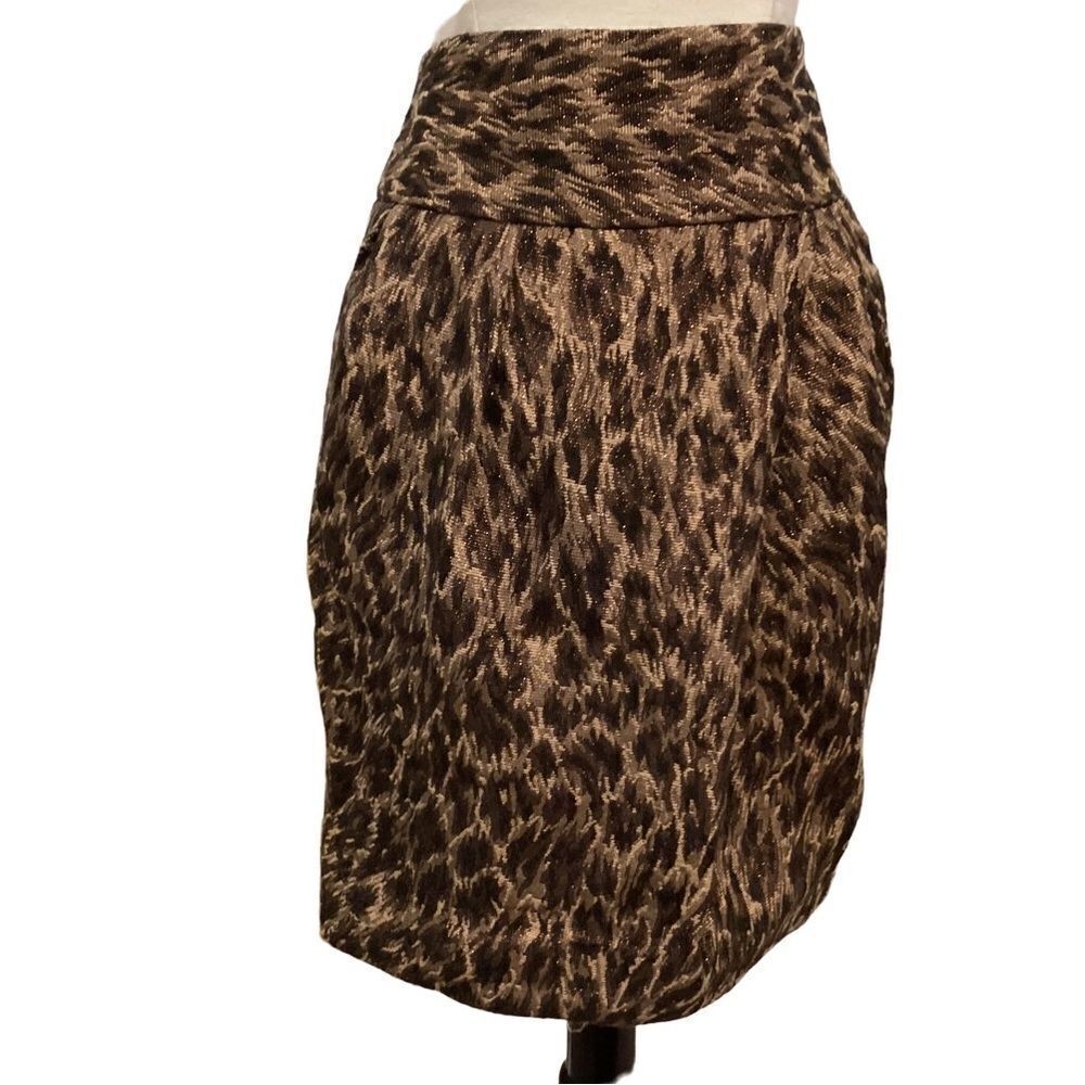 Adrienne Vittadini Studio Leopard Metallic Lined Skirt 6